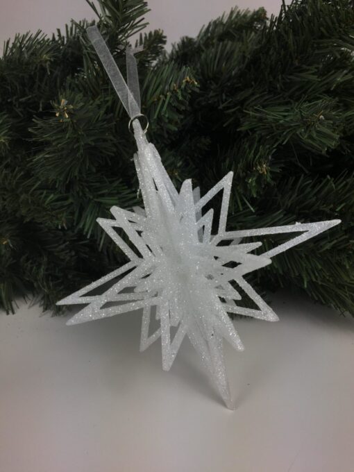 4D Snowflake Baubles - White (1 pc) by Christmas Tree Malaysia