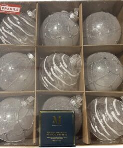 Boisterous Baubles – White (9 pcs) dimensions (1) by Christmas Tree Malaysia