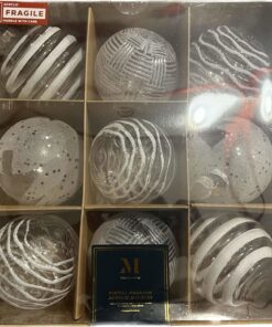 Frolicsome Baubles - White (9 pcs) dimensions (1) by Christmas Tree Malaysia