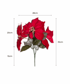 Poinsettia Bunch - Red dimensions (4) by Christmas Tree Malaysia